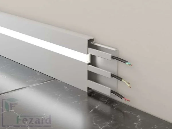 Алюминиевый плинтус Fezard Кабельный ALP-G80-LF Алюминий 80*15*2500 мм в Орске